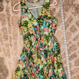 Lavender Brown Floral Sleeveless Dress (S)